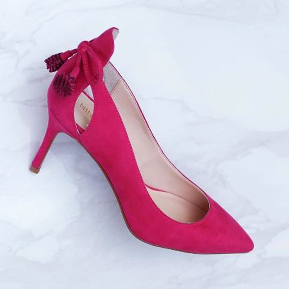 Nine West pink Pom Pom melodee heels